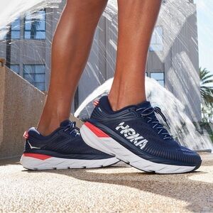 Hoka One One Womens Bondi 7 1110519 Blue Lace Up Running Sneaker Shoes Size 6